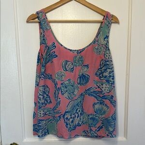 Shell Print Lily Silk Tank Top